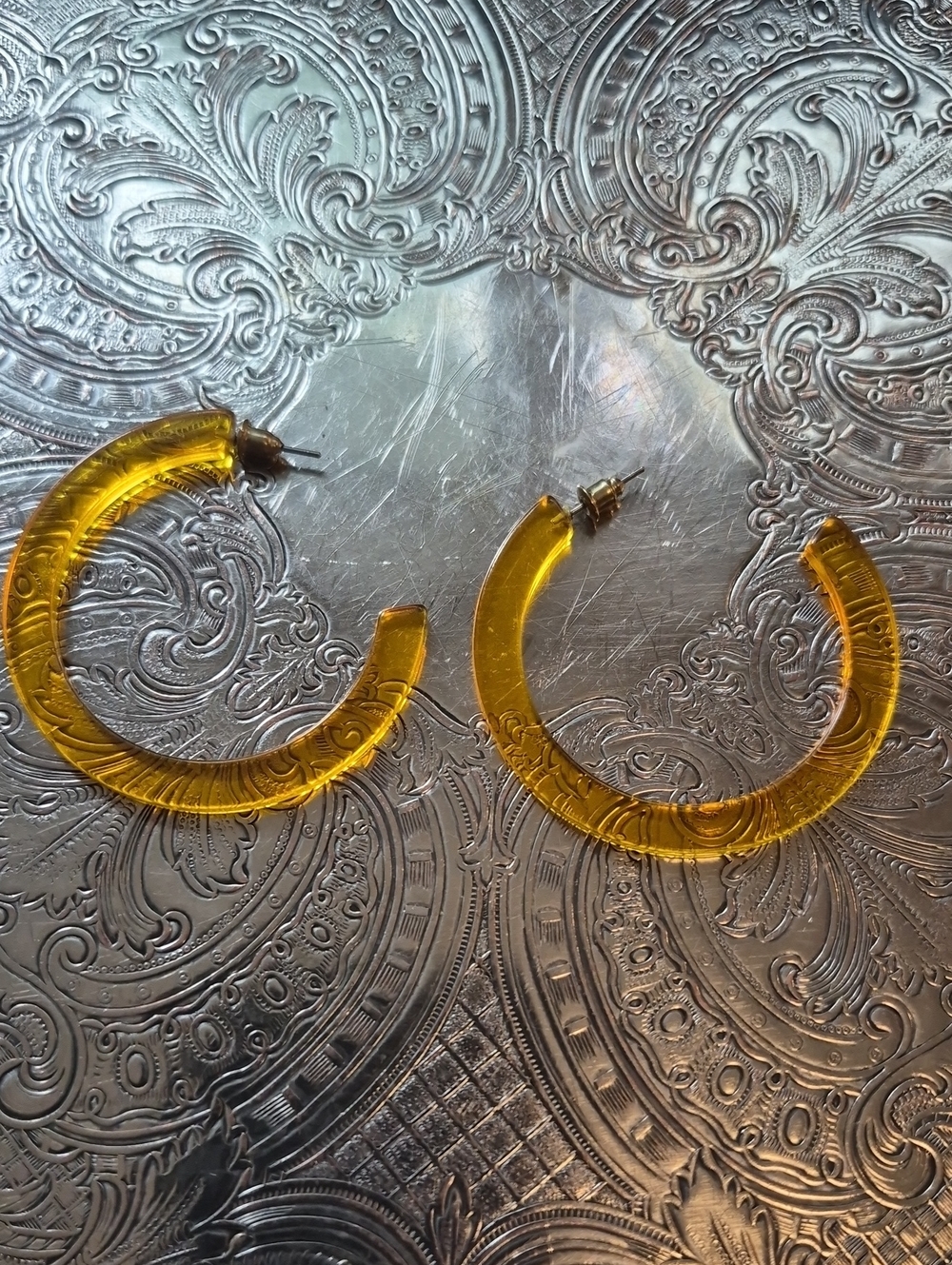Acrylic Yellow Hoop Earrings